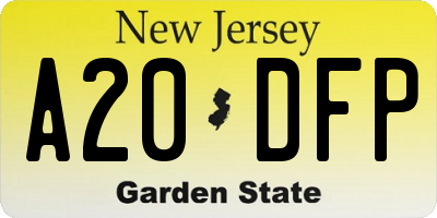 NJ license plate A20DFP