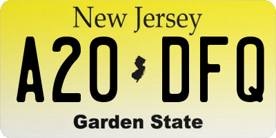 NJ license plate A20DFQ