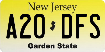 NJ license plate A20DFS