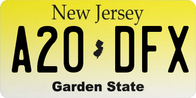 NJ license plate A20DFX