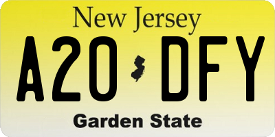 NJ license plate A20DFY