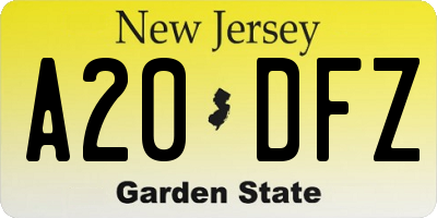 NJ license plate A20DFZ