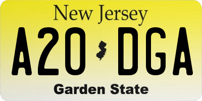 NJ license plate A20DGA