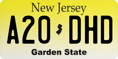 NJ license plate A20DHD