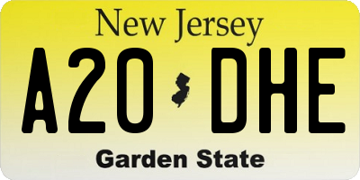 NJ license plate A20DHE