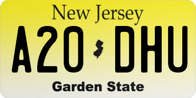 NJ license plate A20DHU