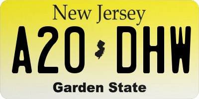 NJ license plate A20DHW