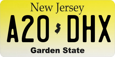 NJ license plate A20DHX