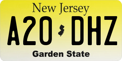 NJ license plate A20DHZ