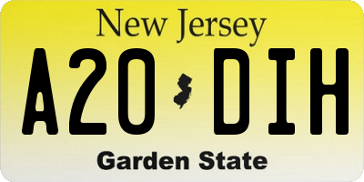 NJ license plate A20DIH