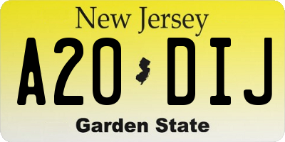 NJ license plate A20DIJ