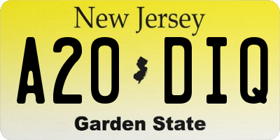 NJ license plate A20DIQ