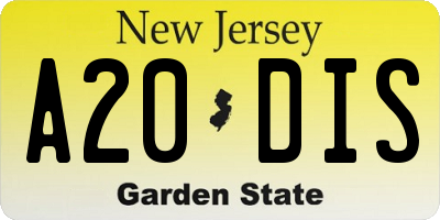 NJ license plate A20DIS
