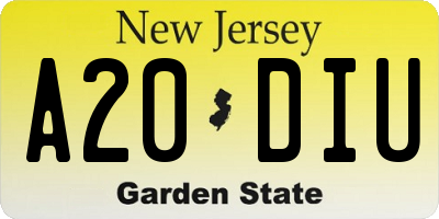 NJ license plate A20DIU