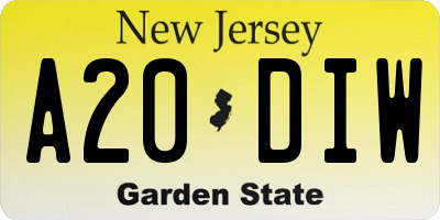 NJ license plate A20DIW