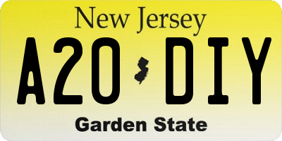 NJ license plate A20DIY