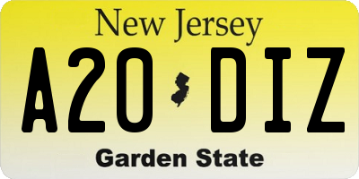 NJ license plate A20DIZ