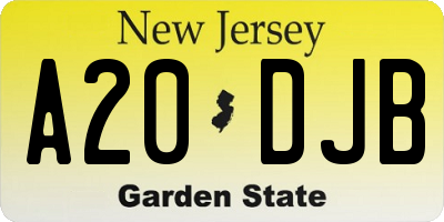 NJ license plate A20DJB