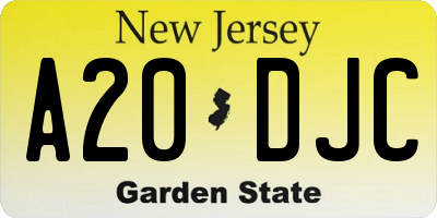 NJ license plate A20DJC