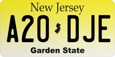 NJ license plate A20DJE