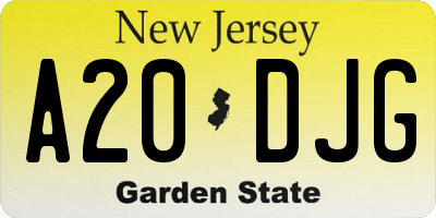 NJ license plate A20DJG