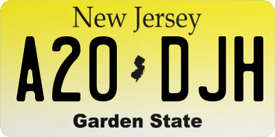 NJ license plate A20DJH