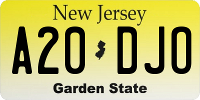 NJ license plate A20DJO