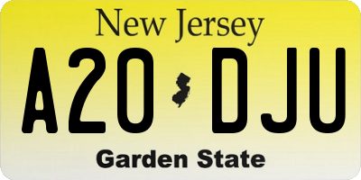 NJ license plate A20DJU