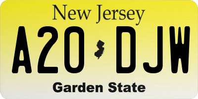 NJ license plate A20DJW
