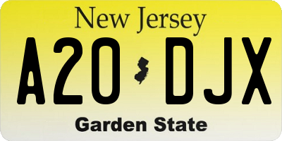 NJ license plate A20DJX