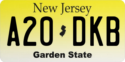 NJ license plate A20DKB
