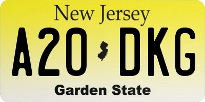 NJ license plate A20DKG