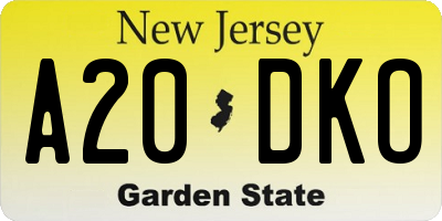 NJ license plate A20DKO