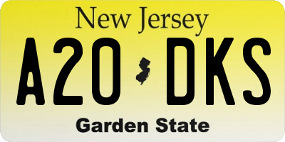 NJ license plate A20DKS