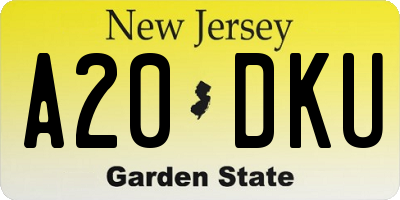 NJ license plate A20DKU