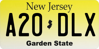 NJ license plate A20DLX