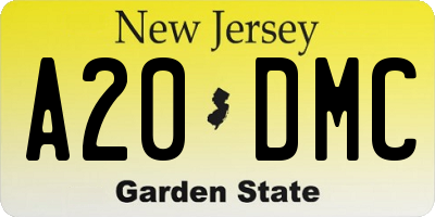 NJ license plate A20DMC