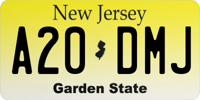 NJ license plate A20DMJ