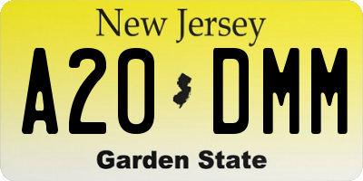 NJ license plate A20DMM