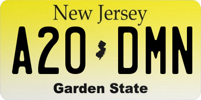 NJ license plate A20DMN