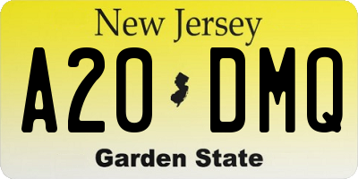 NJ license plate A20DMQ