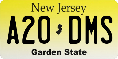 NJ license plate A20DMS