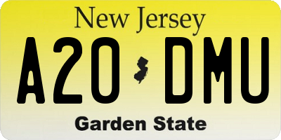 NJ license plate A20DMU