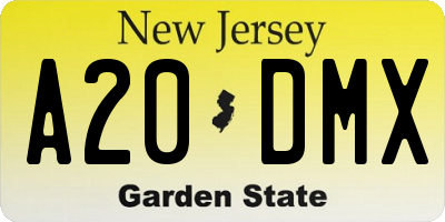 NJ license plate A20DMX