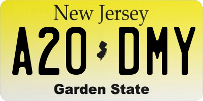 NJ license plate A20DMY