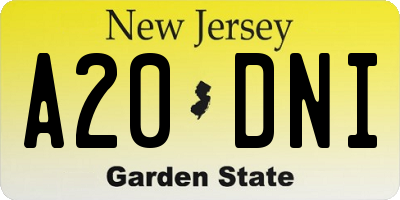 NJ license plate A20DNI