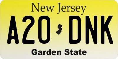 NJ license plate A20DNK
