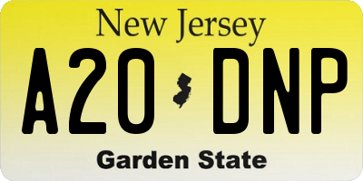 NJ license plate A20DNP