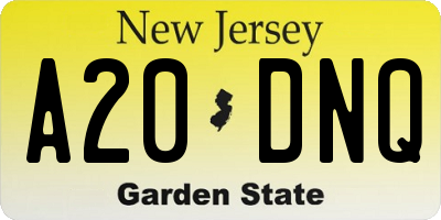NJ license plate A20DNQ