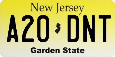 NJ license plate A20DNT